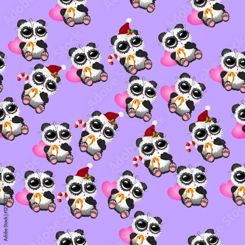 Fototapeta Naklejka Na Ścianę i Meble -  cute christmas pandas
