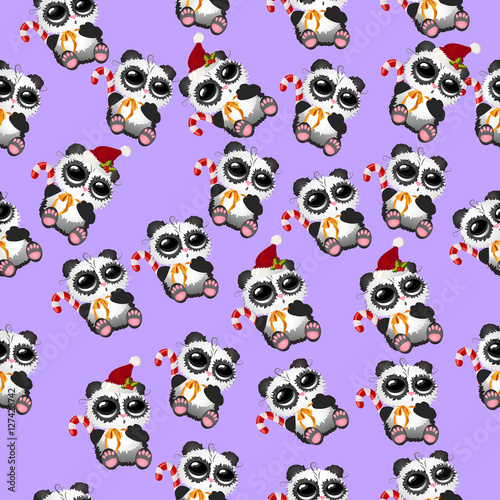 Fototapeta Naklejka Na Ścianę i Meble -  cute christmas pandas