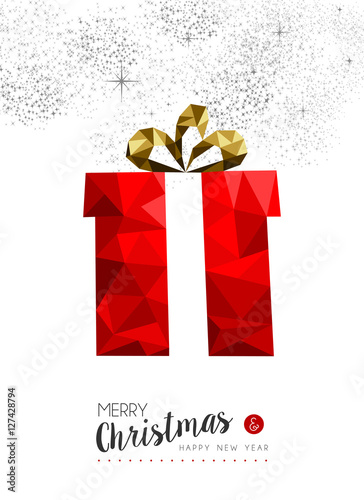 Red gift decoration for christmas greeting card