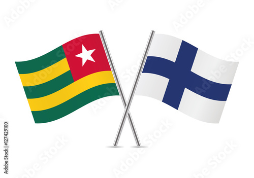 Togo and Finland flags. Vector illustration.