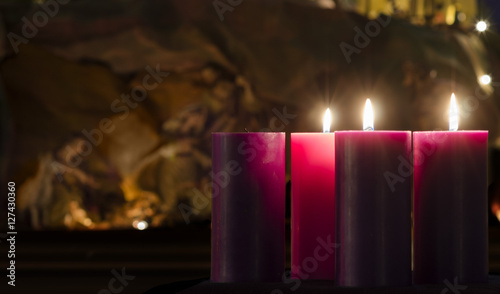 Advent Candles and Creche Week 3 photo