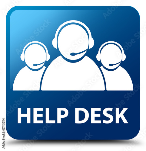 Help desk (customer care team icon) blue square button