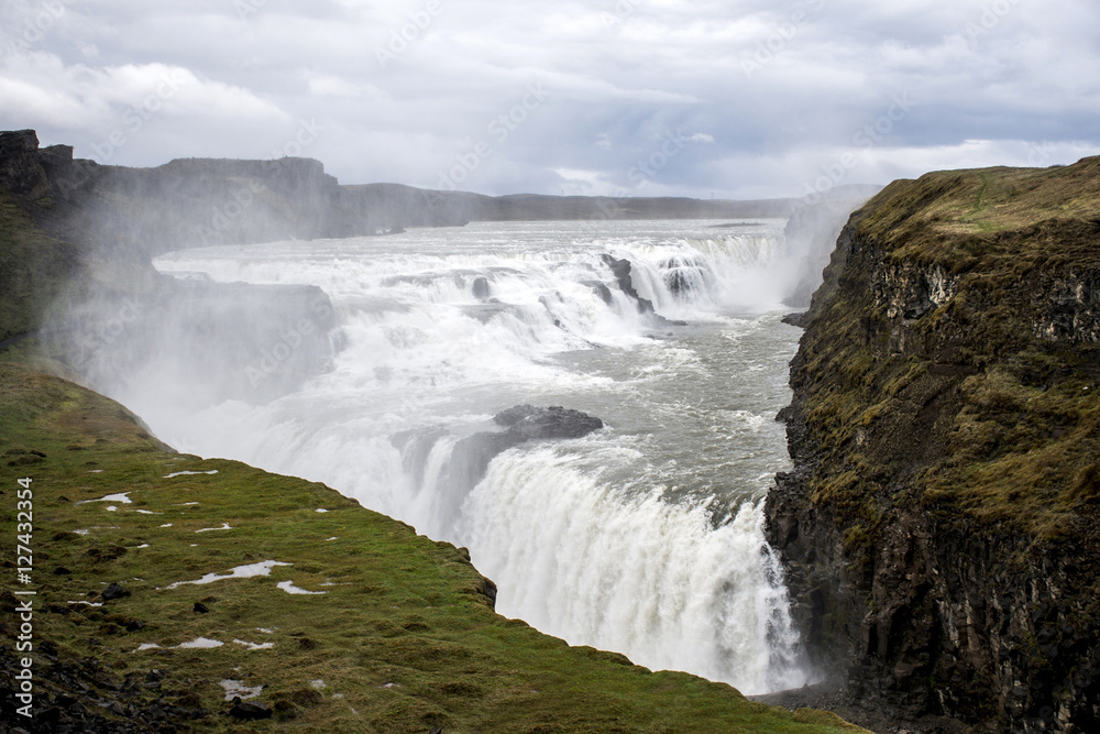 Beautiful big Gullfoss waterfall in Iceland 4