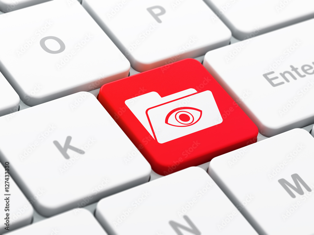 Business concept: Folder With Eye on computer keyboard background Business concept: Folder With Eye on computer keyboard background