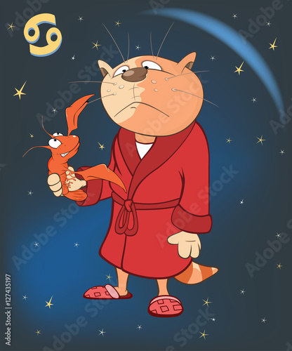 Illustration of a Zodiac Signs Cancer. Cartoon Character