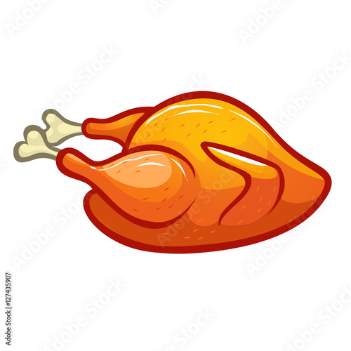 Thanksgiving appetizing fried turkey meal icon. Vector illustration
