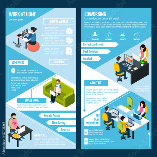 Coworking Vertical Banners Set 
