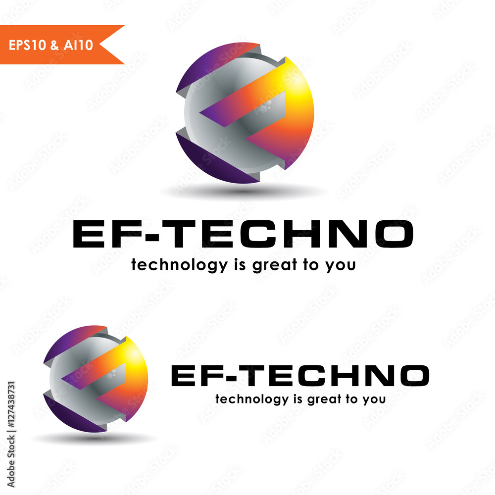 3D Sphere Logo Letter F