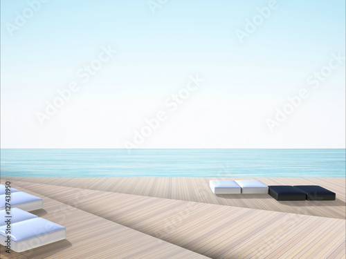 Beach lounge contemporary - Sundeck on Sea view for vacation Yoga summer / Background
