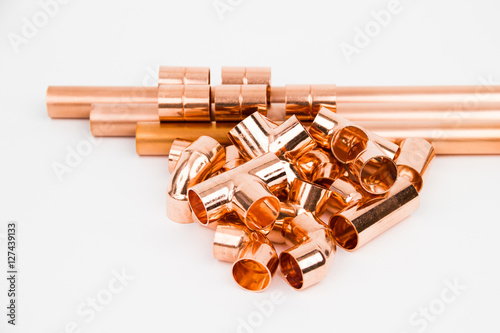 The copper pipes and armature photo