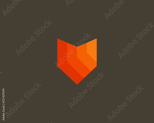 Fox color logo design. Foxy shield vector logotype.