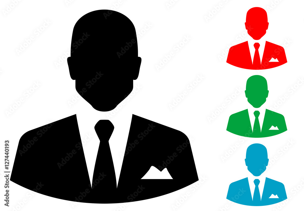 Icono plano silueta empresario varios colores Icono plano silueta empresario varios colores