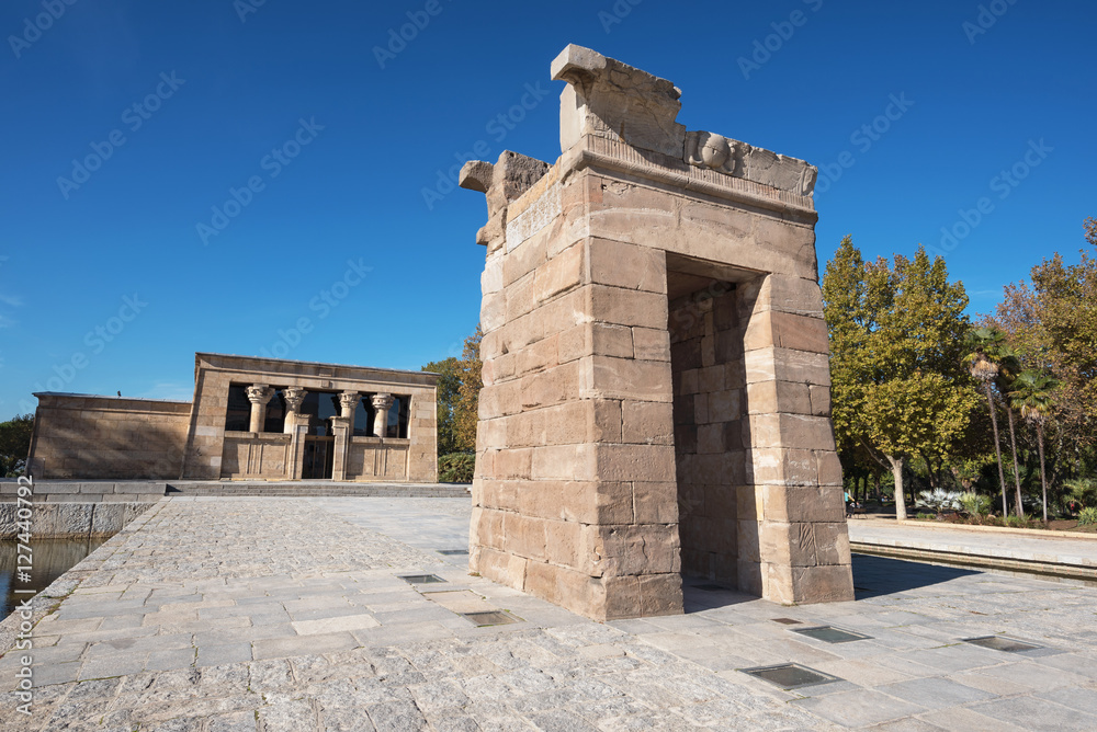 Famous Landmark Debod, egyptian temple in Madrid, Spain.