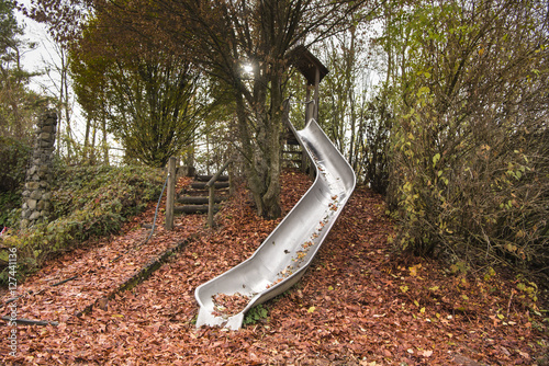 playground with metal slide