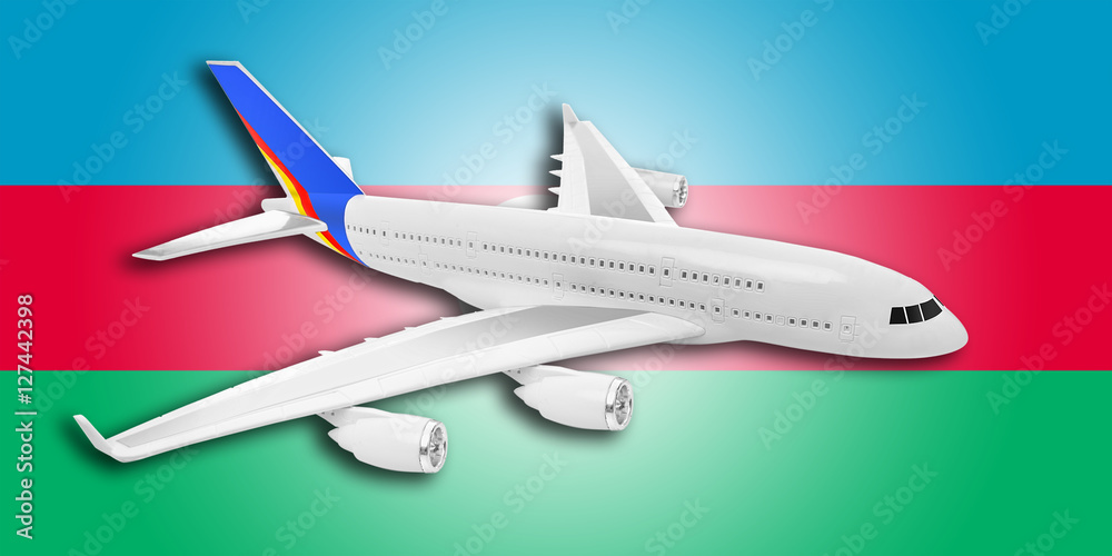 Plane and Azerbaijan flag.