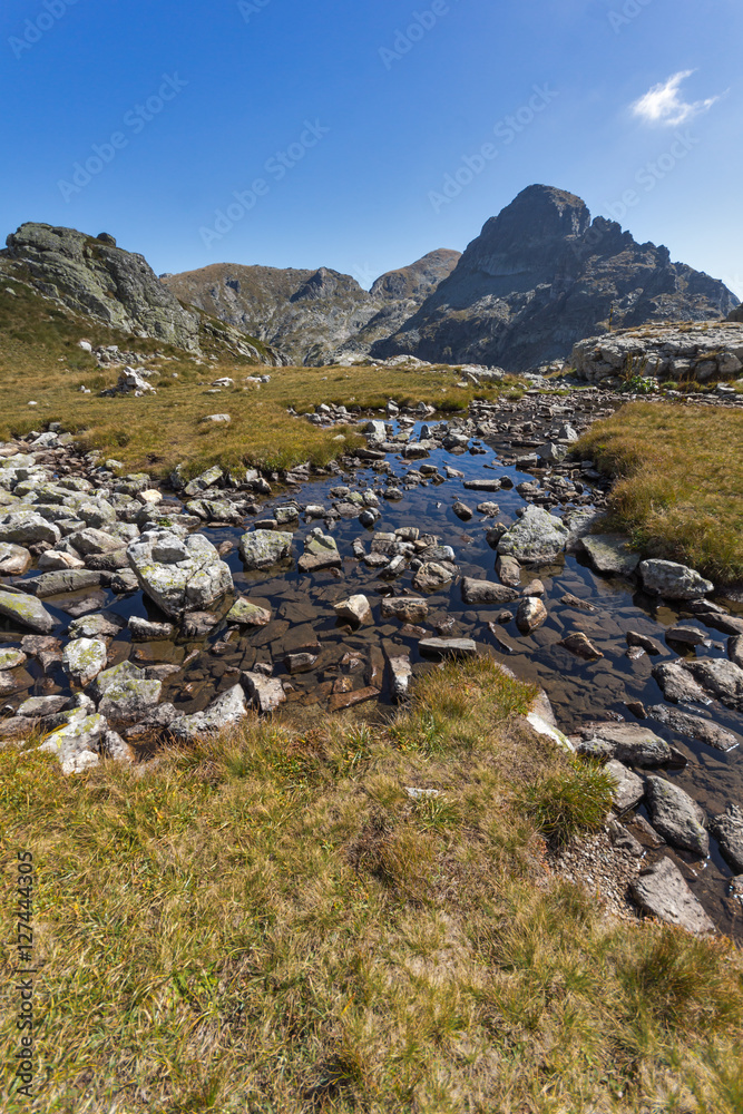 Amazing landscape of Orlovets peak from Elenski lakes, Rila Mountain, Bulgaria Amazing landscape of Orlovets peak from Elenski lakes, Rila Mountain, Bulgaria