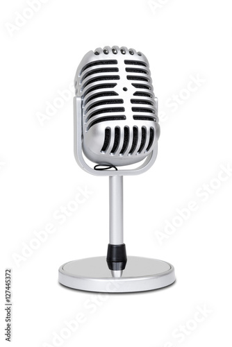 Vintage classic microphone isolated on white background with clipping path.