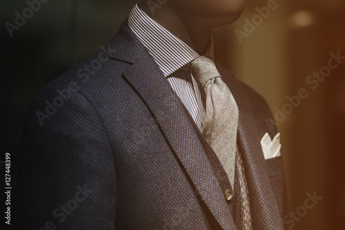 Elegant men clothing in a luxury shop
