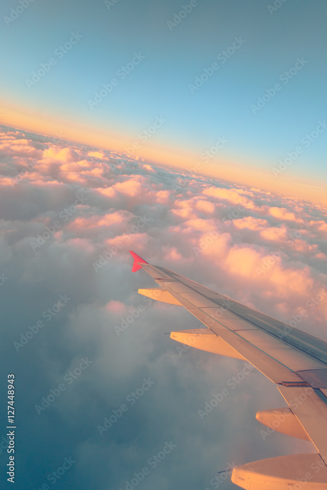 Obraz premium View from plane window, cloud sky