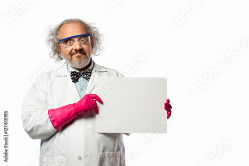 Scientist Holding a blank sign