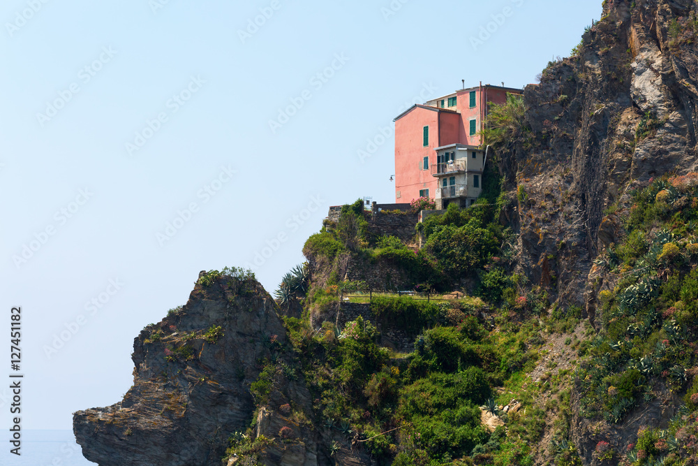 exposed house at cliffs of Manarola, Cinqueterre, Italy
