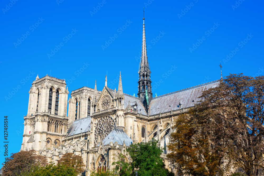 world famous cathedral Notre Dame de Paris in Paris, France