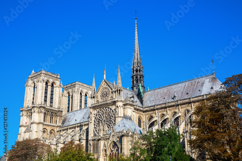 world famous cathedral Notre Dame de Paris in Paris, France