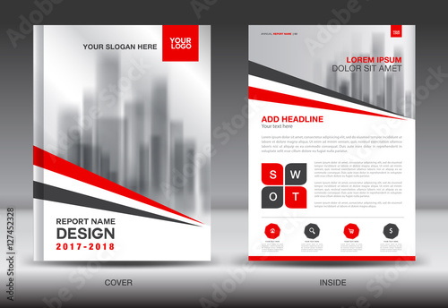 Red Cover Annual report brochure flyer template creative design