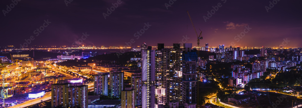 Naklejka premium abstrakcyjna panorama nocna panorama miasta o zmierzchu - można użyć do wyświetlenia lub montażu na produkcie