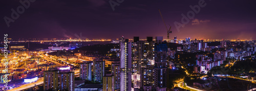 abstract panorama night cityscape on twilight time - can use to display or montage on product
