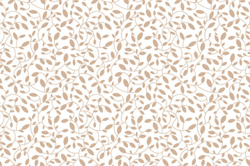 Keuken achterwand Wit patronen Bruine beige bladeren botanisch patroon  © v_ctoria