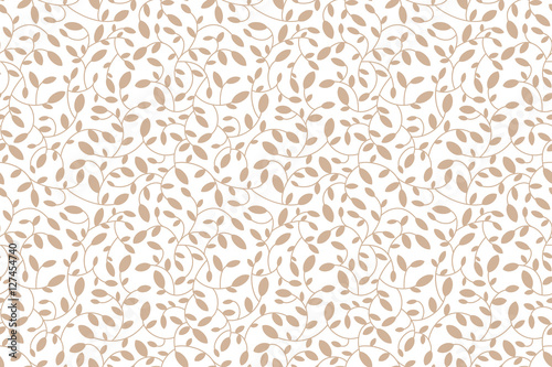 Fototapeta Naklejka Na Ścianę i Meble -  Floral seamless leaf pattern. Brown beige leaves and sprouts. Illustrated background. Vector. Print for textile or web
