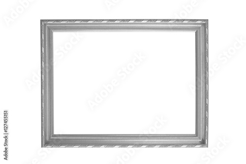 silver picture frame isolated on white background.