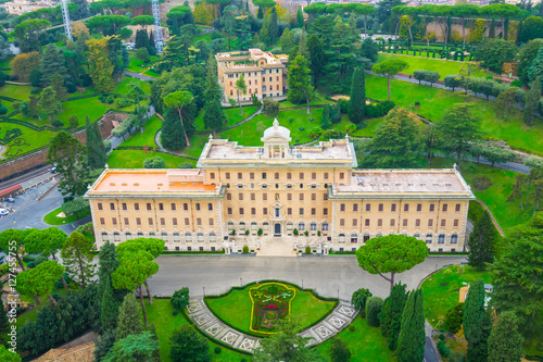The Vatican gardens - aerial view from St Peters in Rome