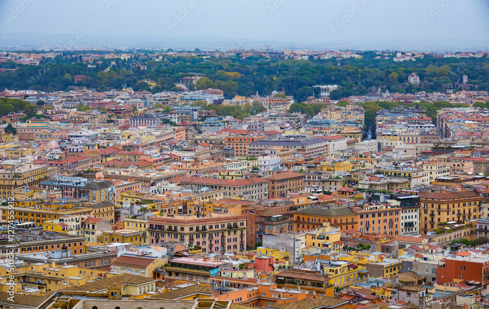 Fototapeta premium Impressive aerial view over the city of Rome from the top of St Peters Basilica