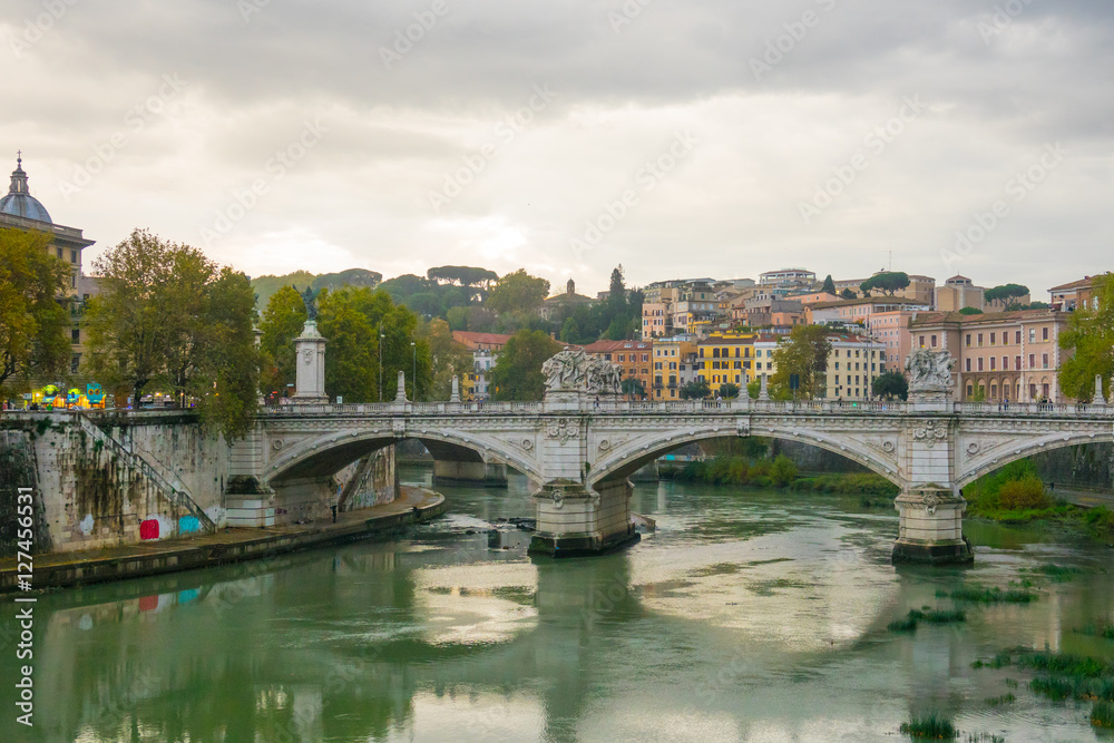 Ancient Bridges over River Tiber in Rome