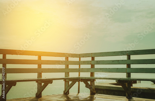 Sea and sky view at wooden terraces feeling relax