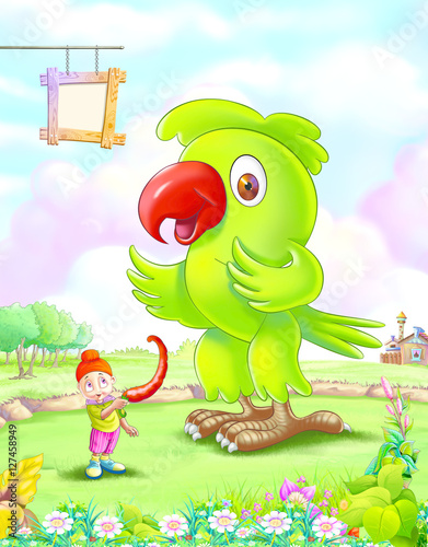 Boy with Parrot