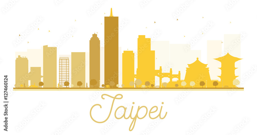 Taipei City skyline golden silhouette. Taipei City skyline golden silhouette.