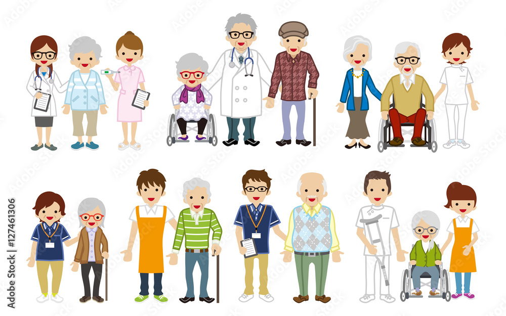 Medical Occupation and Senior Caregiver set Medical Occupation and Senior Caregiver set