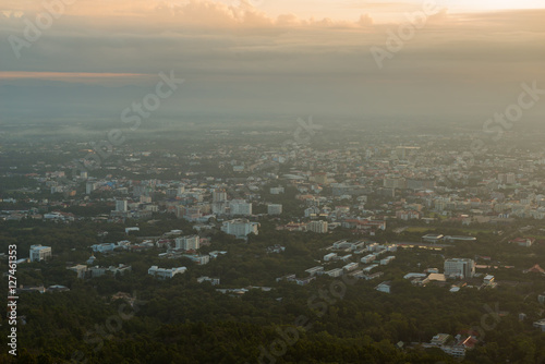 Beautiful Chiangmai City view in the early morning with soft sunlight