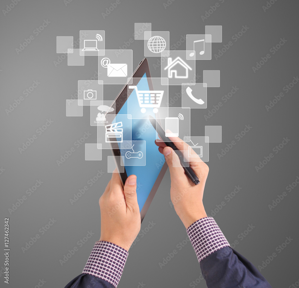 pointing on contemporary digital tablet pointing on contemporary digital tablet