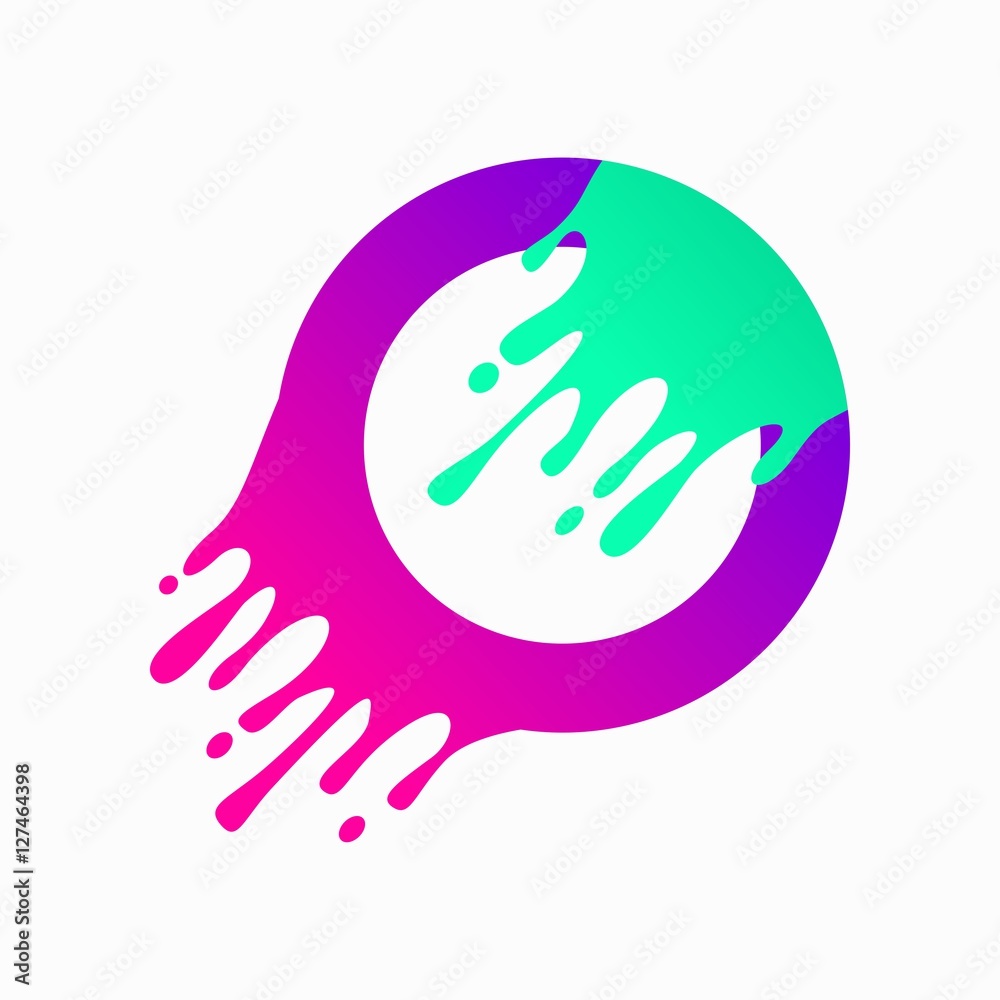 Fototapeta premium Vector illustration of abstract colored circle. Abstract splash, liquid shape. Background for poster, cover, banner, placard. Logo design