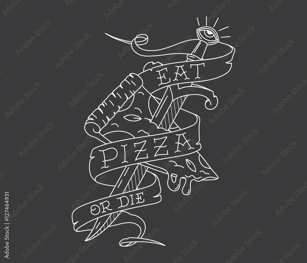 Eat pizza or Die white on black Eat pizza or Die white on black