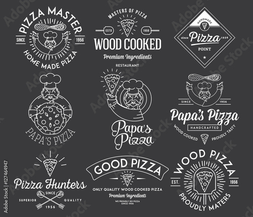 Handmade and wood cooked pizza white on black