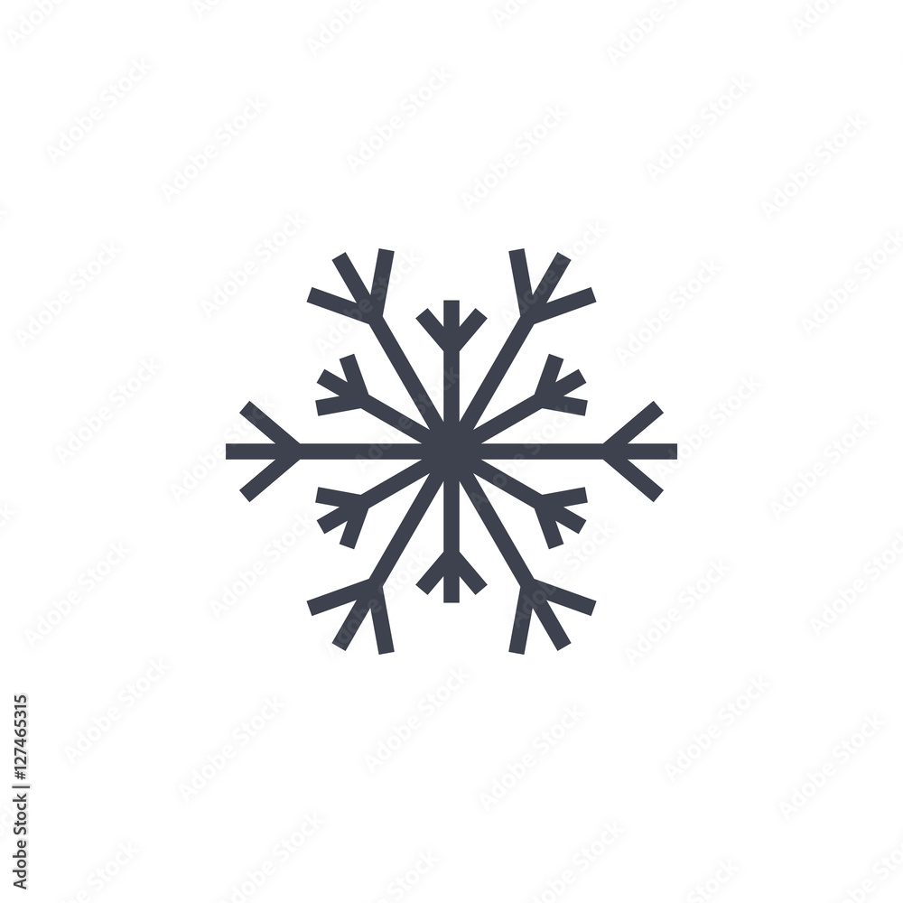Snowflake icon. Gray silhouette snow flake sign, isolated on white background. Flat design. Symbol of winter, frozen, Christmas, New Year holiday. Graphic element decoration. Vector illustration Snowflake icon. Gray silhouette snow flake sign, isolated on white background. Flat design. Symbol of winter, frozen, Christmas, New Year holiday. Graphic element decoration. Vector illustration