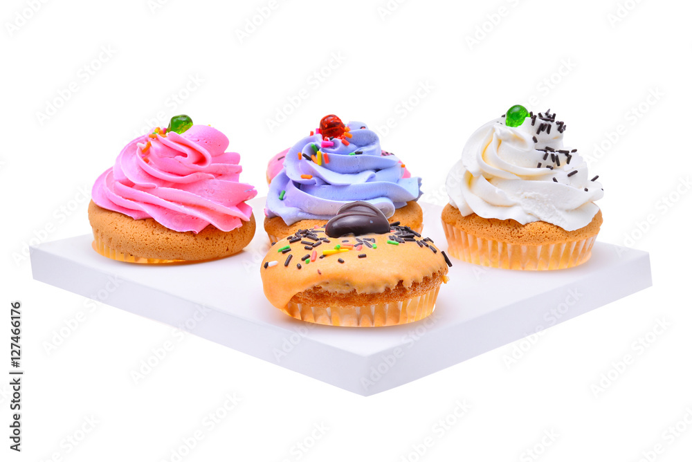 colorful of mini tasty cupcake isolated on white background colorful of mini tasty cupcake isolated on white background
