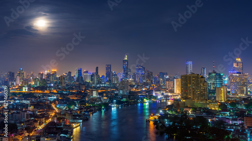 Fototapeta Naklejka Na Ścianę i Meble -  Bangkok at night, Panoramic.