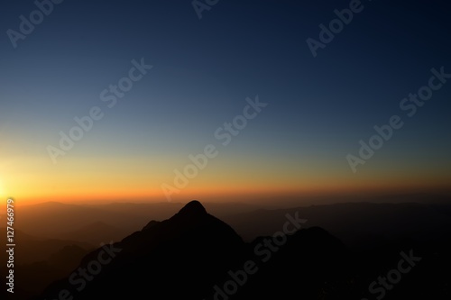 Beautiful mountains landscape in sunset