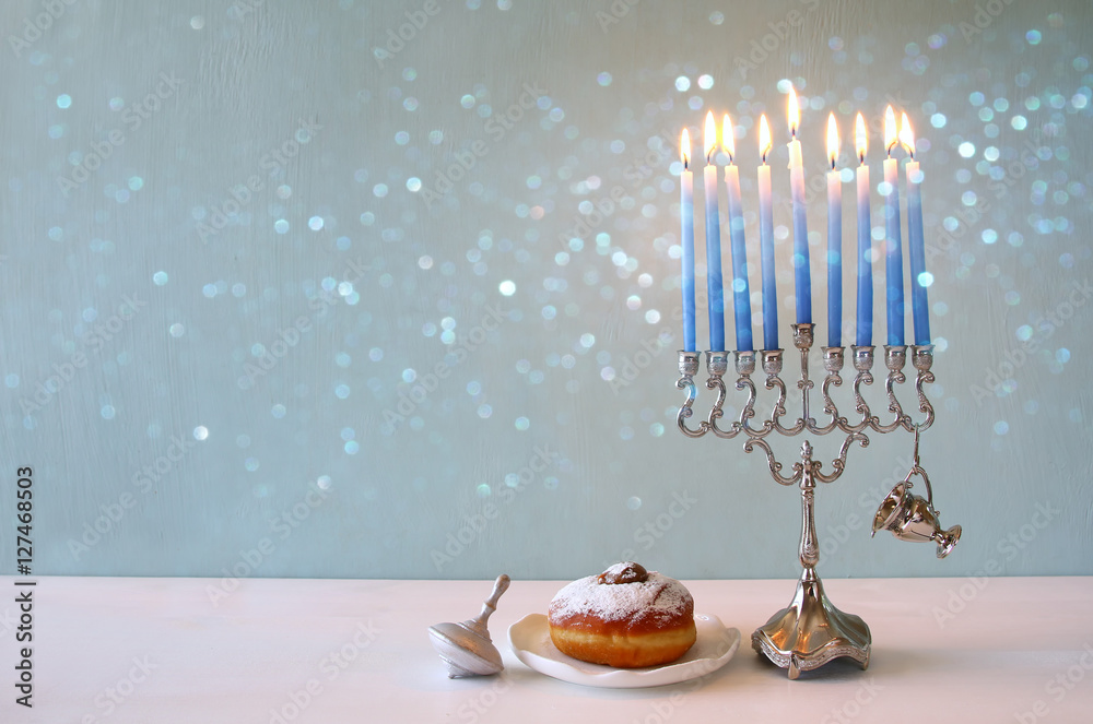 Image of jewish holiday Hanukkah with menorah
